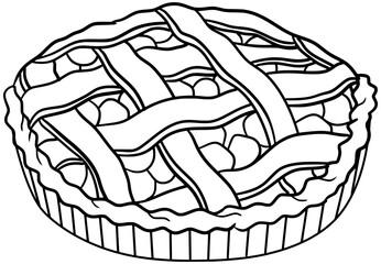 Lattice Pie Vector Dessert Drawing Outline Line Art
