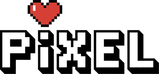 Fototapeta premium Pixel art design love heart graphic retro gaming bit style illustration background wallpaper image vector editable stock vector illustration