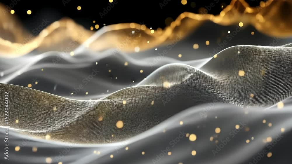Poster elegant abstract digital waves with sparkling particles and glowing highlights