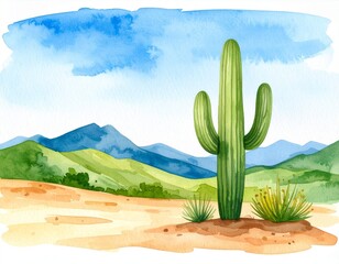 Cactus standing tall in a hot desert landscape under a clear blue sky