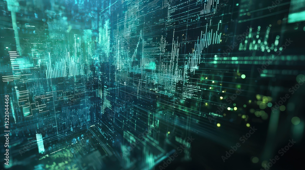 Aufkleber Data visualization event analyzing complex data streams in a digital environment with a futuristic viewpoint
