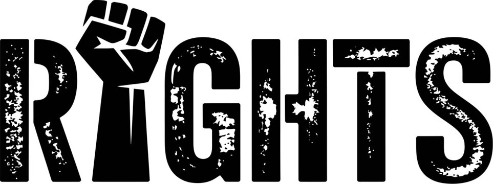 Rights movement illustration for social justice and equality black and white design for advocacy work editable stock vector illustration