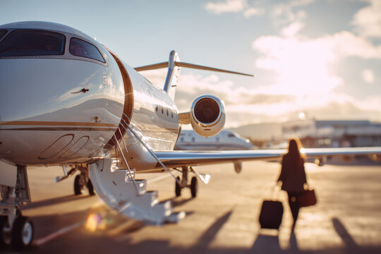 luxury private jet on runway