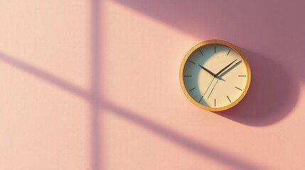 Time management inspiration indoor space clock image minimalist design soft lighting conceptual illustration