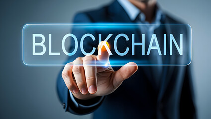 Blockchain technology businessman future innovation data
