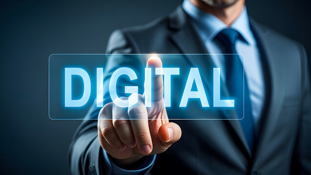 Digital transformation businessman using digital interface