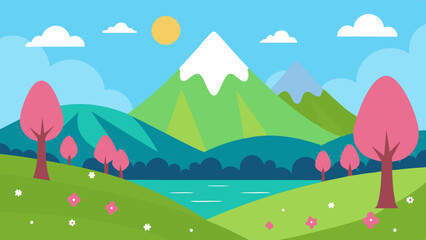 spring cinematic view vector illustration