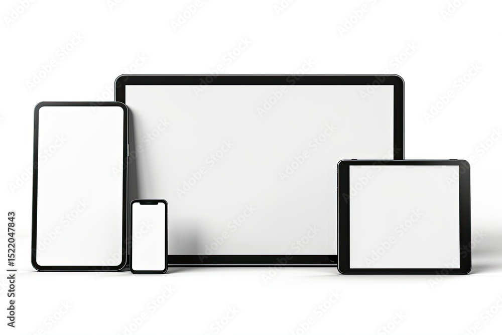 Poster detailed color image of responsive devices isolated design website builder