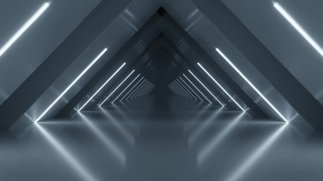 Futuristic Minimalist Corridor with Neon Lights 4k 60fps looping animation