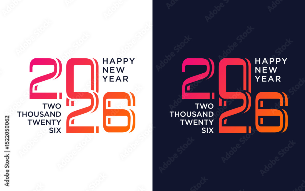 Fototapete 2026 new year vector with red numbers and black and white background