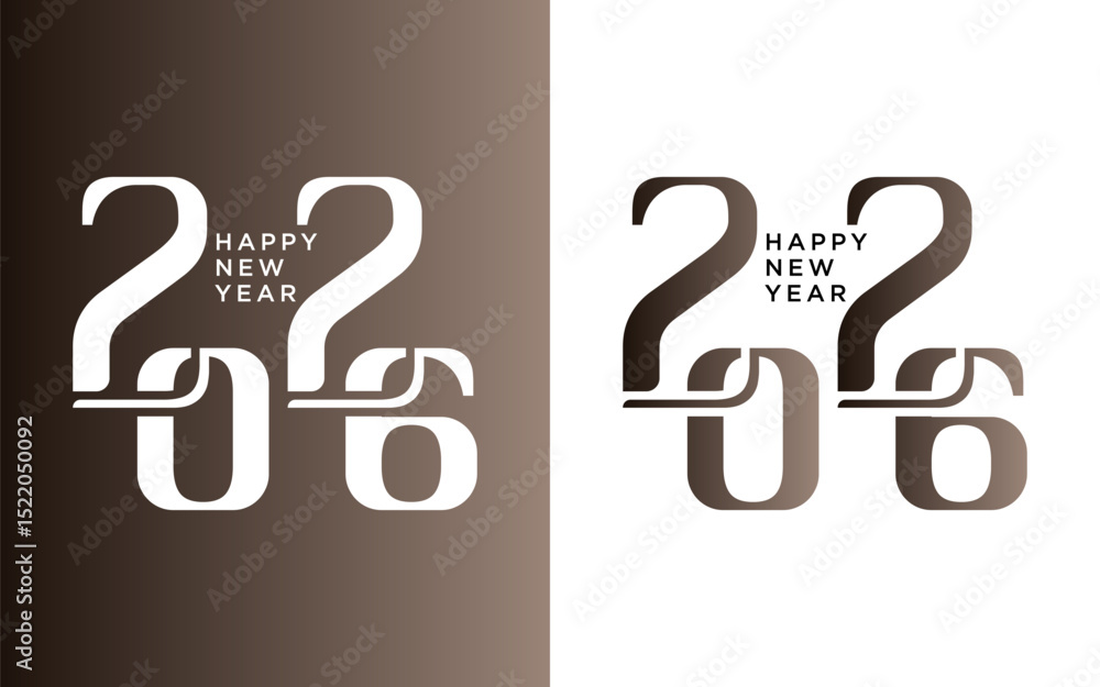 Fototapete new year 2026. vector new year greeting with brown gradient numbers on black and white background