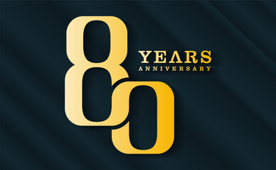 80th anniversary celebration vector background. with gold number and dark green background, for greeting card, event