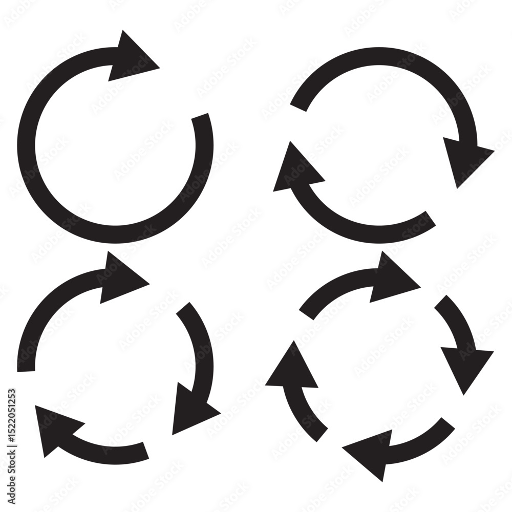 Wall mural circle arrow icon set. refresh and reload icon set. recycle arrow vector icon, recycling symbol, reu