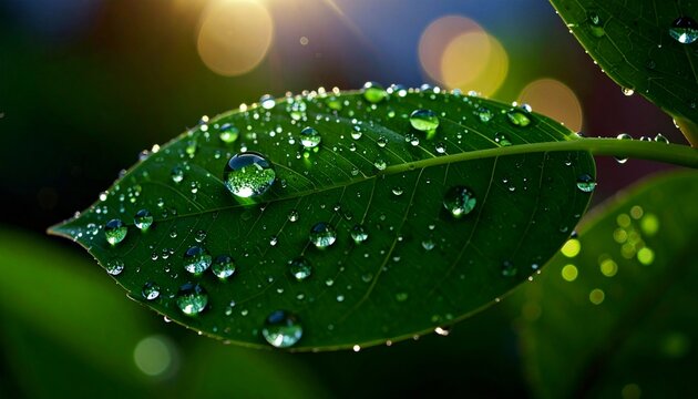 Green leaf water drops nature photography dew drops macro photography close up shot