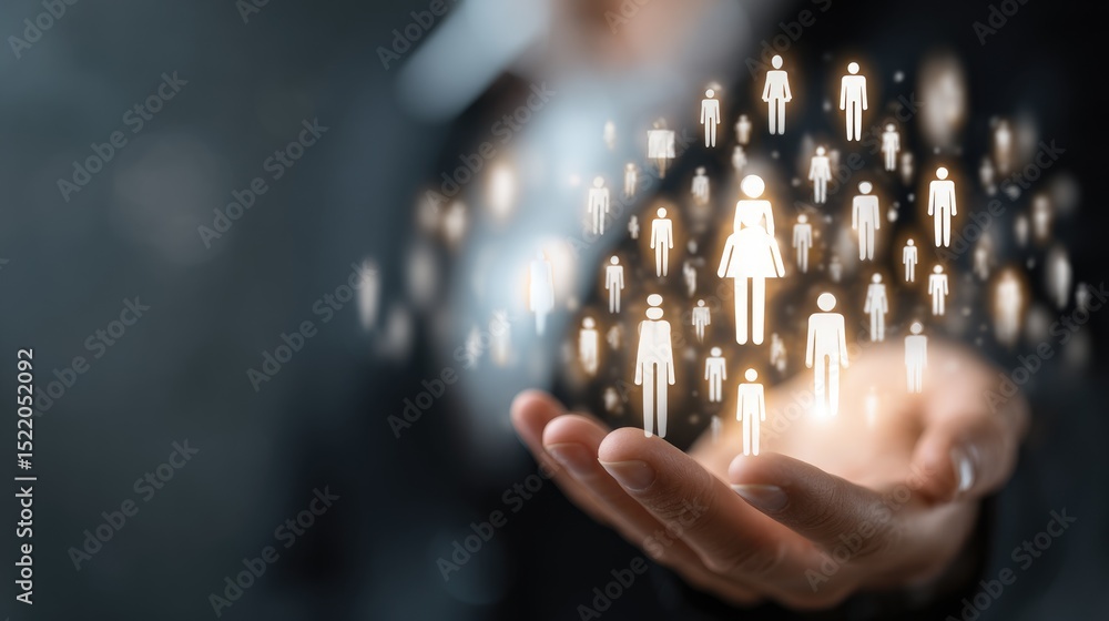 Poster shaping a network: a gesture of offering a helping hand, representing connections and community. emb
