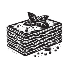 Lasagna Dish with Basil and Pepper Illustration