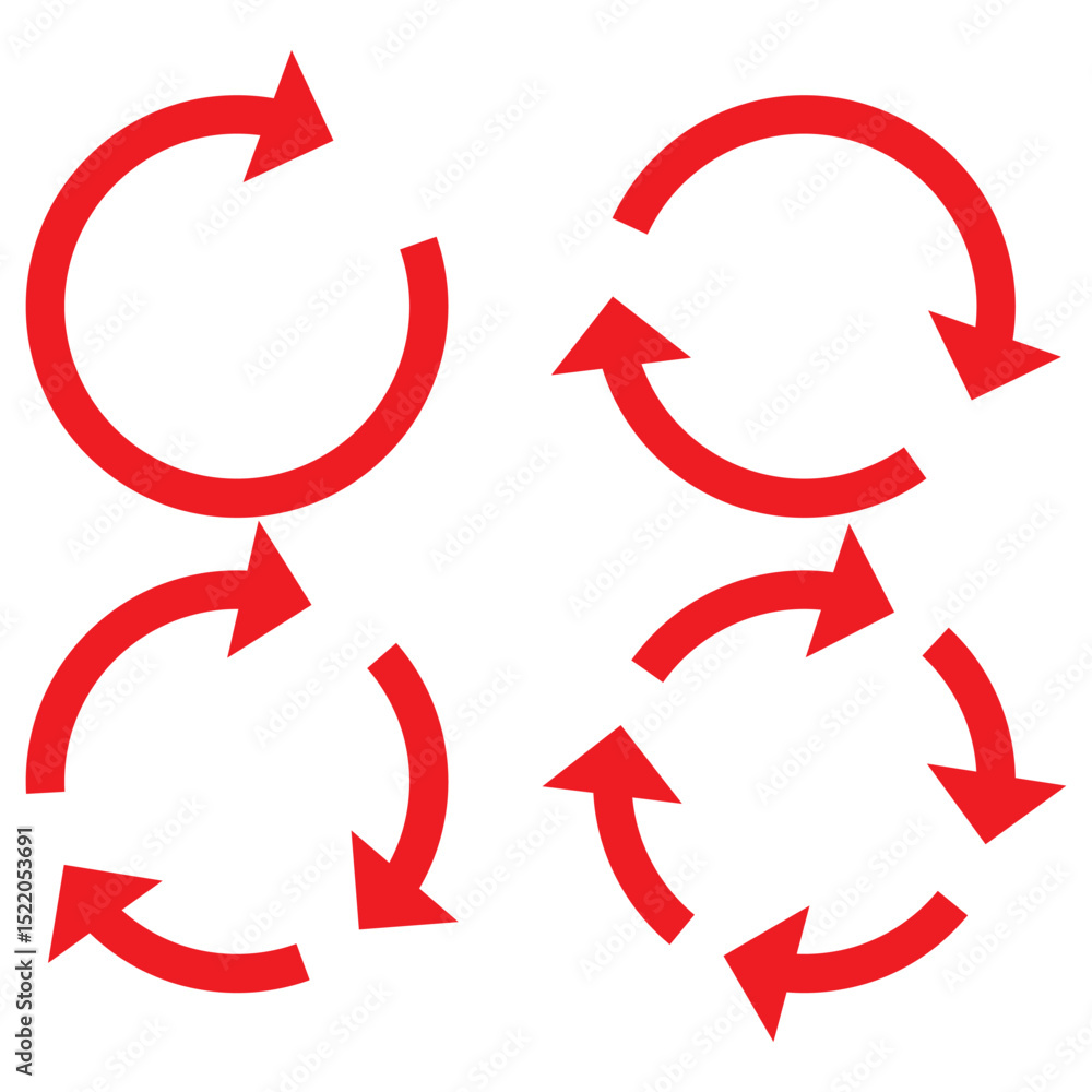 Wall mural circle arrow icon set. refresh and reload icon set. recycle arrow vector icon, recycling symbol, reu