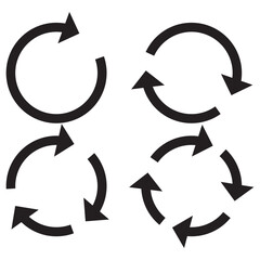 Refresh vector icon set black filled and outlined style. refresh, restart or reload vector symbol.