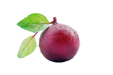 Fresh red beetroot with green leaves isolated on transparent background