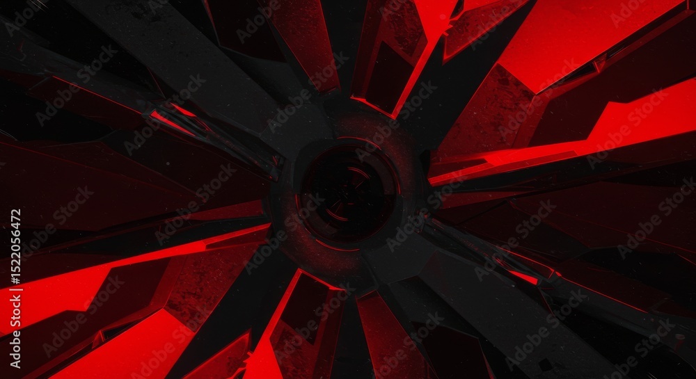 Poster abstract red and black geometric design - intricate geometric pattern in shades of red and black, cr