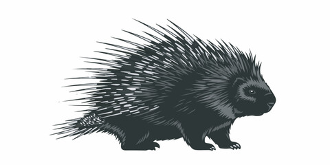 High-quality vector illustration of a porcupine outline in a clean, minimalistic line style