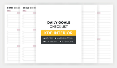 Daily Goals Checklist Template, Professionally Designed Customizable Goals Templates