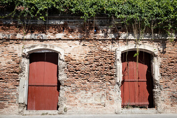 old wooden door in a stone wall