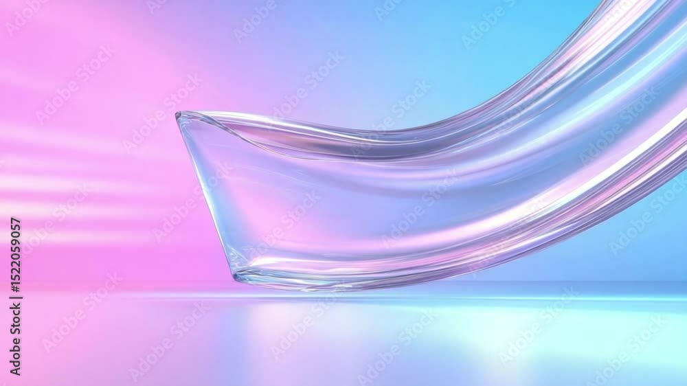 Poster Abstract flowing transparent ribbon: A mesmerizing abstract composition featuring a translucent, flowing ribbon elegantly curving across a gradient backdrop, evoking a sense of movement, fluidity.