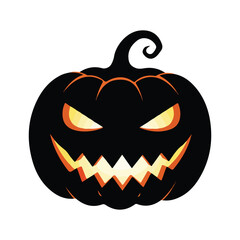 Scary Jack-o'-Lantern Pumpkin Face for Halloween Illustration