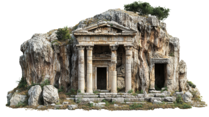 Ancient Lycian rock tomb Transparent background, PNG