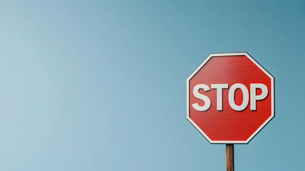 Obraz premium Red Octagon Stop Sign Against Blue Sky