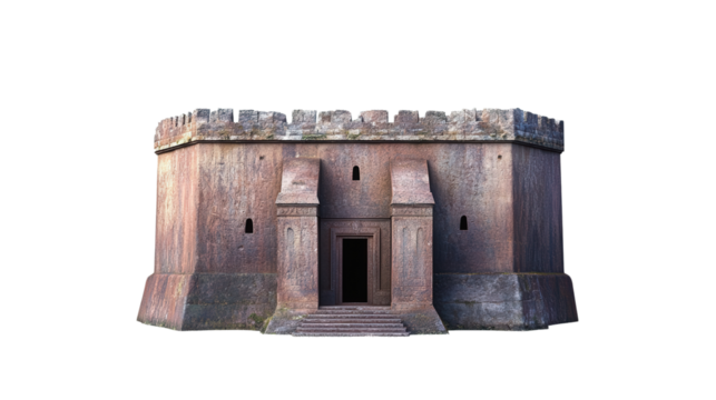 Ancient monolithic church of Lalibela Transparent background, PNG