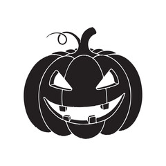 Black Silhouette of Pumpkin – Simple Halloween or Autumn Icon, vector 