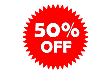 50% OFF - Red discount label with text 50% OFF
