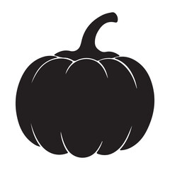 Black Silhouette of Pumpkin – Simple Halloween or Autumn Icon