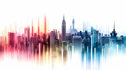 Naklejka premium Abstract Colorful New York City Skyline