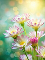 Fototapeta premium delicate white petals unfolding like tiny stars in a vibrant display of pink and yellow hues