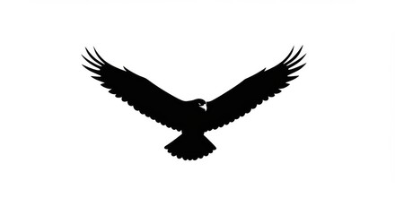 Fototapeta premium Majestic Eagle in Flight - Silhouette of an eagle with wings spread wide, soaring through the air. A powerful symbol of freedom and strength