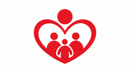 Fototapeta premium Stylized family inside a red heart shape graphic halloween, vector, silhouette, illustration, horizontal, isolated assets,