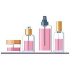 set of cosmetic bottles