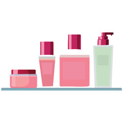 set of cosmetic bottles