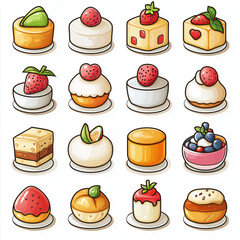 Icons of sets of Korean desserts 