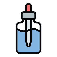 Serum icon flat line style illustration representing concentrated skincare treatment, suitable for beauty, wellness, and personal care-related projects