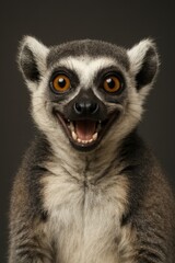 Obraz premium Smiling lemur with bright eyes.