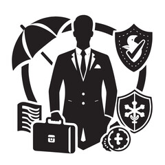 Business Insurance and Financial Security Services Icons
