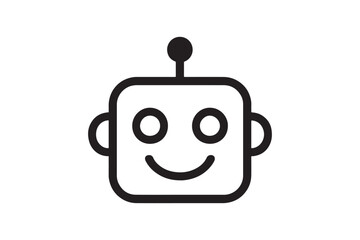 Obraz premium Chatbot Face Line icon silhouette vector with white background