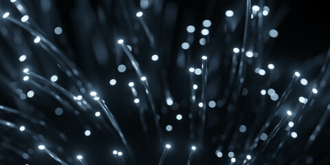 Glowing Fiber Optic Strands in Abstract Design
