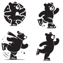 Naklejka premium Bear skating silhouette vector