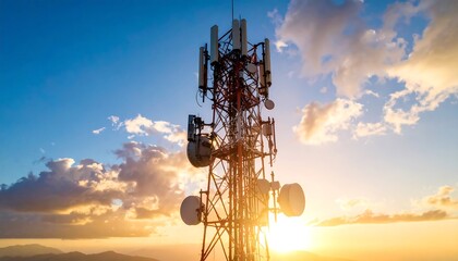 Telecommunication Tower at Sunset