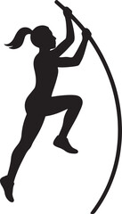 silhouette design of a woman playing pole vault vector art illustration.